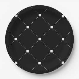Plato De Papel Blanco y Negro