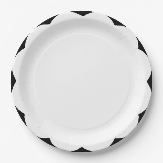 Plato De Papel Blanco y negro de vieira (Anverso)
