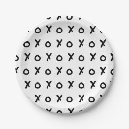 Plato De Papel Blanco y negro X O XO X&O's Moda Lindo