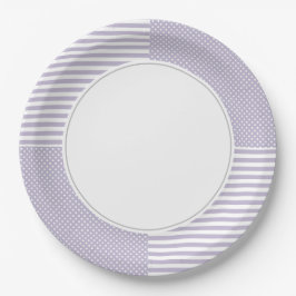 Plato De Papel Blanco y violeta