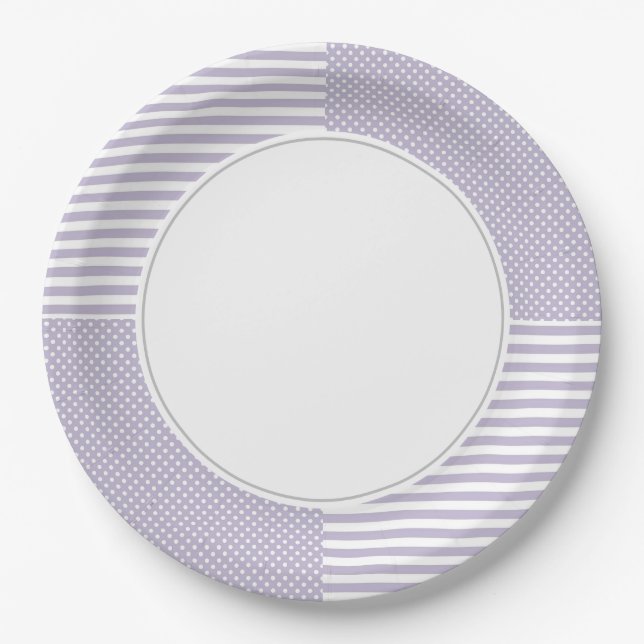 Plato De Papel Blanco y violeta (Anverso)