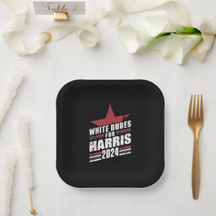 Plato De Papel Blancos a favor de Kamala Harris 2024