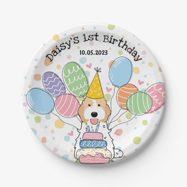 Plato De Papel Blenheim Apricot Cockapoo Cavapoo Perro Cumpleaños (Anverso)