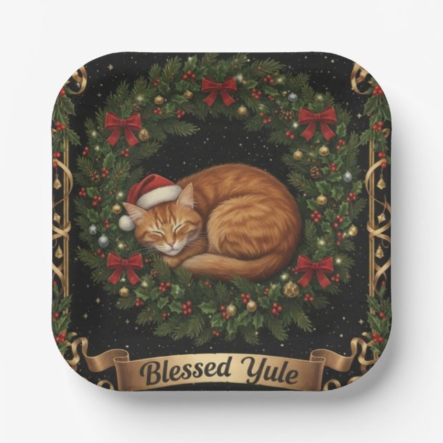Plato De Papel BlessedYuleCat (Anverso)