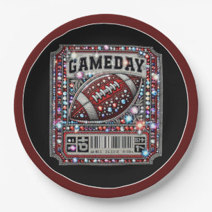 Plato De Papel Bling Football Fiesta Big Game Bowl Ticket
