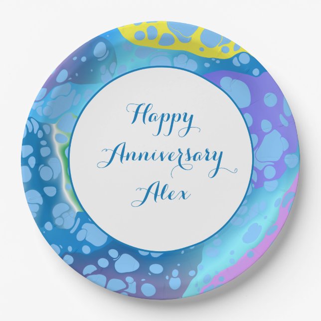 Plato De Papel Blobs coloridos (Anverso)