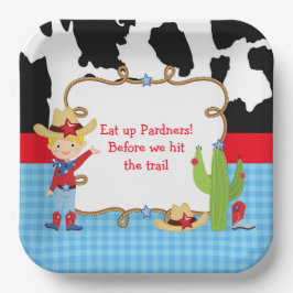 Plato De Papel Blonde Cowboy Western Birday Party