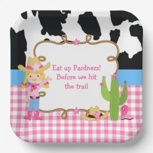 Plato De Papel Blonde Cowgirl Western Birday Party