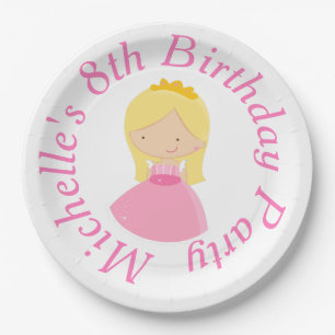 Plato De Papel Blonde Princess y Dragon Birday Party
