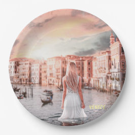 Plato De Papel Blondie En La Venecia Romántica