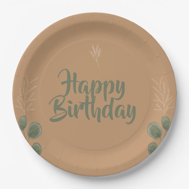 Plato De Papel Bloom & Celebrate Floral Happy Birthday (Anverso)