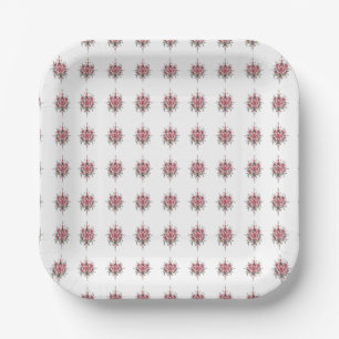 Plato De Papel Bloom & Flame - Elegancia floral vintage