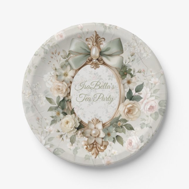 Plato De Papel Bloom Floral Tea Party Paper Plates (Anverso)
