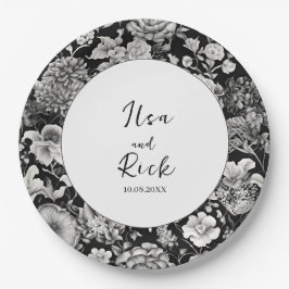 Plato De Papel Bloom nocturno: un Boda floral oscuro