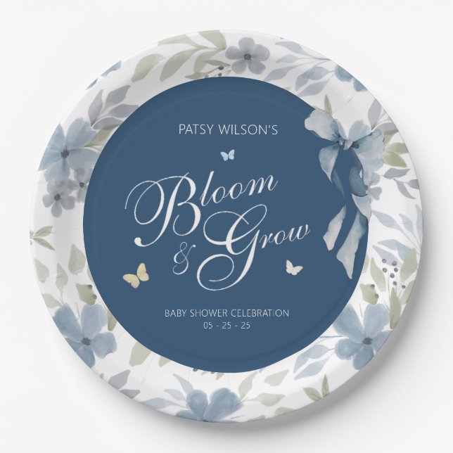Plato De Papel Bloom y Grow Baby Shower (Anverso)