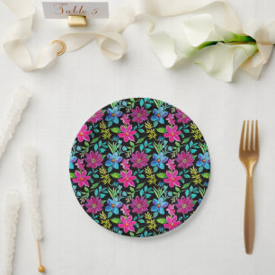 Plato De Papel Blooming flower garden chic floral foliage