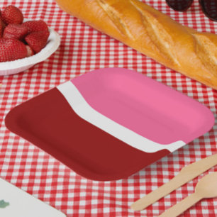 Plato De Papel Bloque de color rosa blanco granate rojo