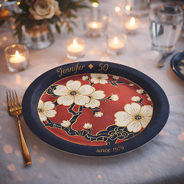 Plato De Papel Blossom Nouveau | Floral personalizada elegante