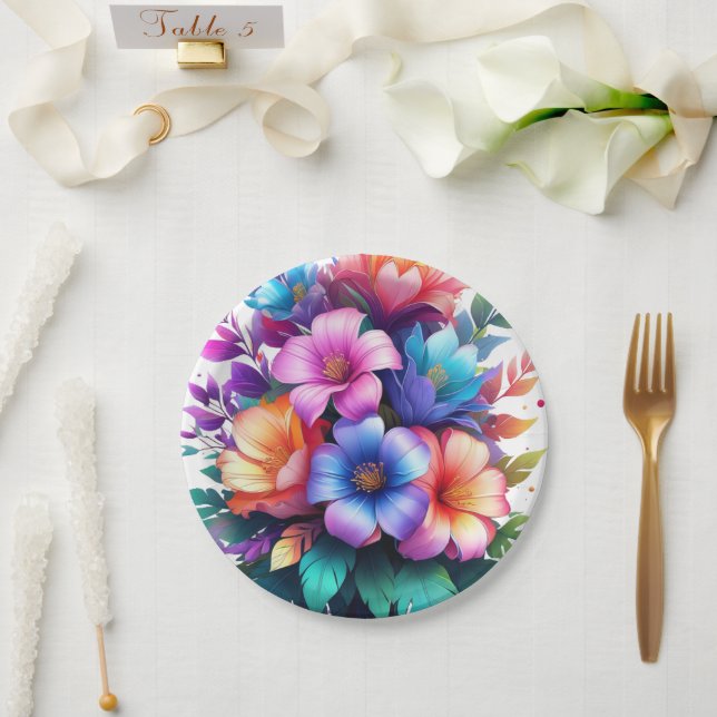 Plato De Papel Blossom Tu Mesa - Elegante Floral (Boda)