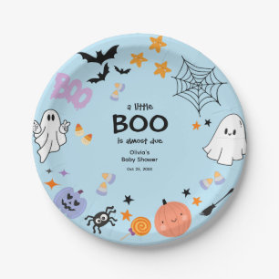 Plato De Papel Blue A Little Boo Cum Ghost Halloween Baby Shower