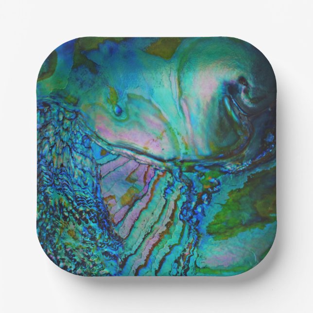 Plato De Papel Blue Abalone Motif (Anverso)