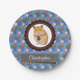 Plato De Papel Blue Agrega tu nombre Hamster Pascua