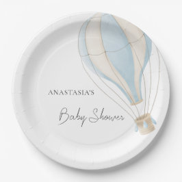Plato De Papel Blue Air Balloon Boy Baby Shower