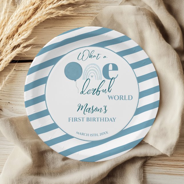 Plato De Papel Blue and White First Birthday Party OneDerful (Subido por el creador)
