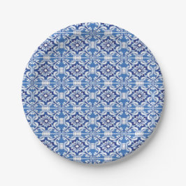Plato De Papel Blue and White Italian tile Plate