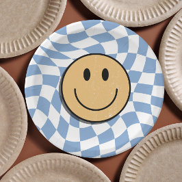 Plato De Papel Blue and White Retro revisado para el niño de cump