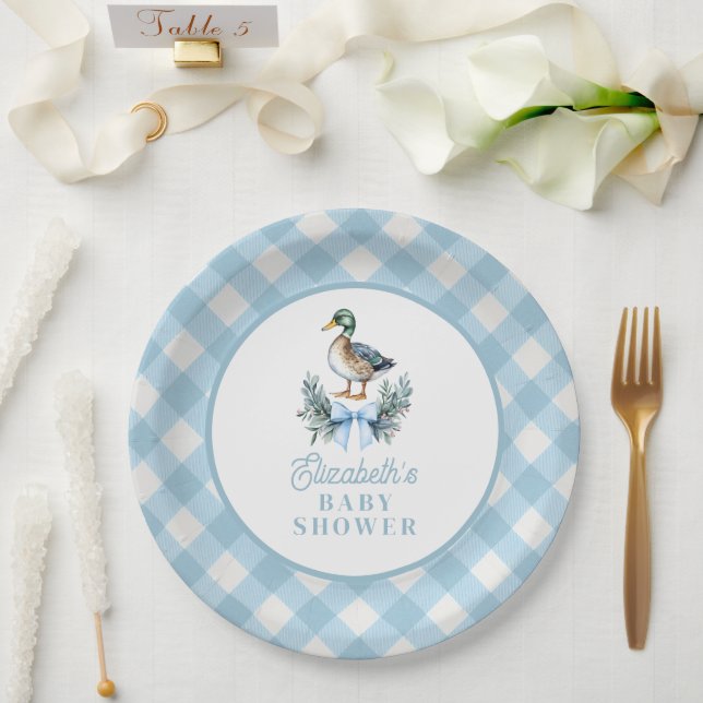 Plato De Papel Blue Baby Boy Mallard Duck Baby Shower (Boda)