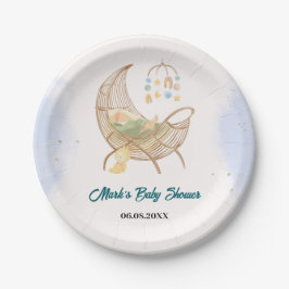 Plato De Papel Blue Baby Shower Paper Plate – Custom Name 