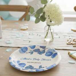 Plato De Papel Blue Baby Shower paper plate – Custom Name & Event