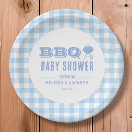 Plato De Papel Blue Backyard BBQ Baby Shower