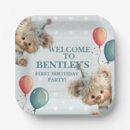 Plato De Papel Blue Balloon Hedgehogs Celebration