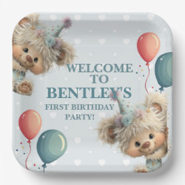 Plato De Papel Blue Balloon Hedgehogs Celebration