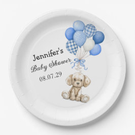 Plato De Papel Blue Balloons Boy Baby Shower Paper Plate