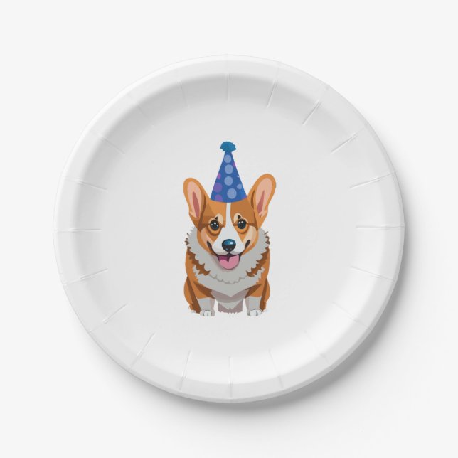 Plato De Papel Blue Birthday Corgi Classic T-Shirt (Anverso)