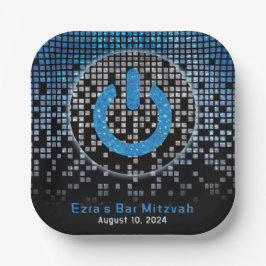 Plato De Papel Blue Black Video Game Gamer Bar Mitzvah