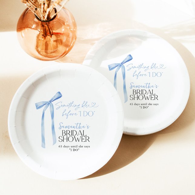 Plato De Papel Blue Bow Algo Azul Antes De Hacer Ducha Británica (Subido por el creador)