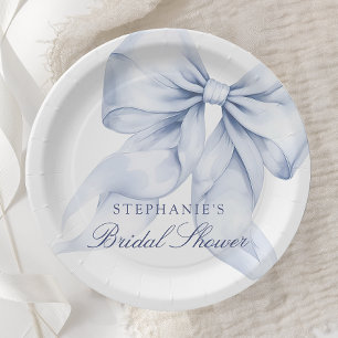 Plato De Papel Blue Bow Bridal Shower