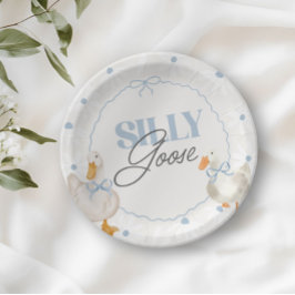 Plato De Papel Blue Bow Silly Goose Coquette Cumpleaños