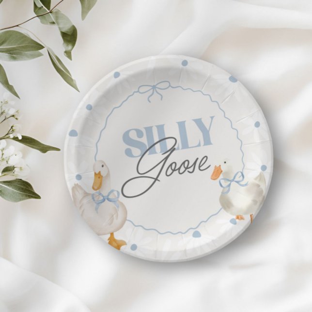 Plato De Papel Blue Bow Silly Goose Coquette Cumpleaños (Subido por el creador)