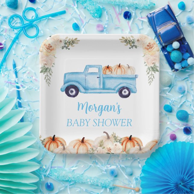 Plato De Papel Blue Boy Little Pumpkin Cuadros Baby Shower (Fiesta)