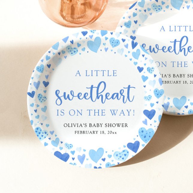 Plato De Papel Blue Boy Little Slove Valentine Baby Shower (Subido por el creador)