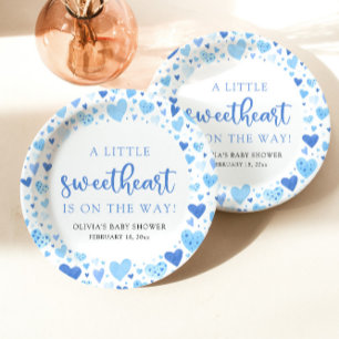 Plato De Papel Blue Boy Little Slove Valentine Baby Shower