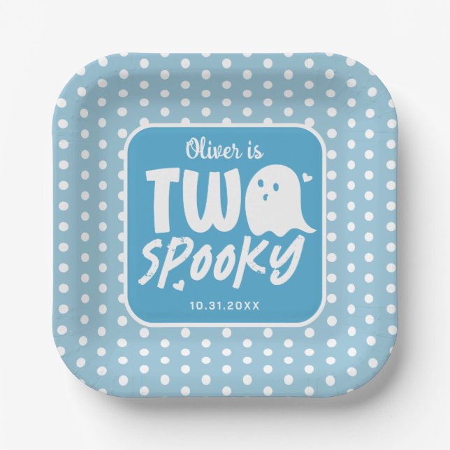 Plato De Papel Blue Boy Two Spooky Halloween 2º cumpleaños (Anverso)