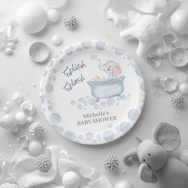 Plato De Papel Blue Bubble Bath Animal Baby Shower (Subido por el creador)