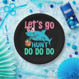 Plato De Papel Blue Bunny Ears Cacería de Huevo de Pascua de Tibu