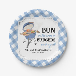 Plato De Papel Blue Burger BBQ Baby Shower